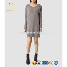 Estilo Casual Senhoras Largas Pescoço Cashmere De Malha Camisola Vestido